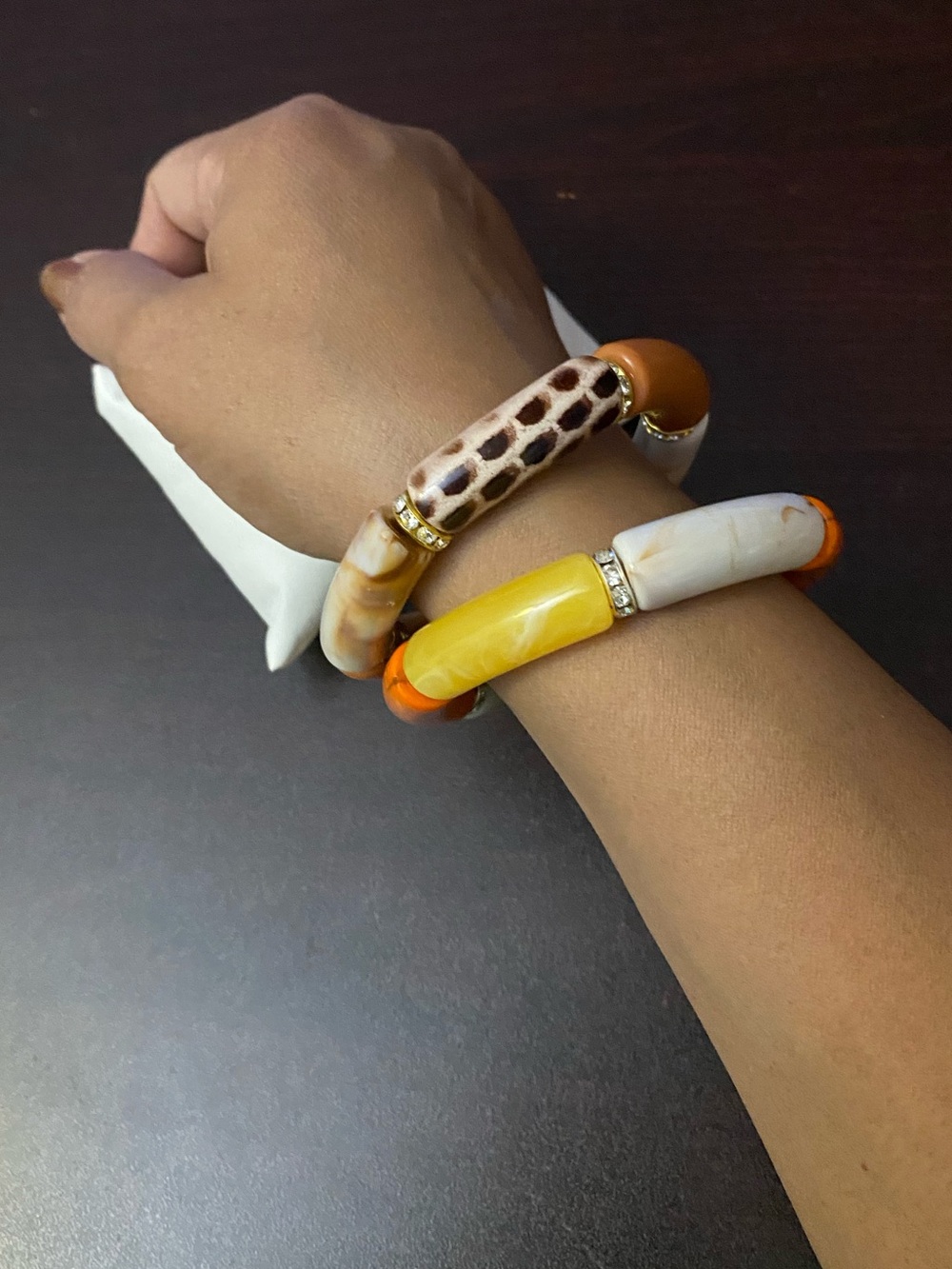 Handmade bracelet Bangle Set - Orange, Yellow, Cream - Picture 2 of 8
